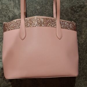 Kate Spade Blush Pink and Rose Gold Glitter Tote